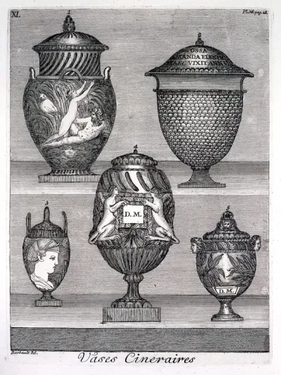 Five cremation urns