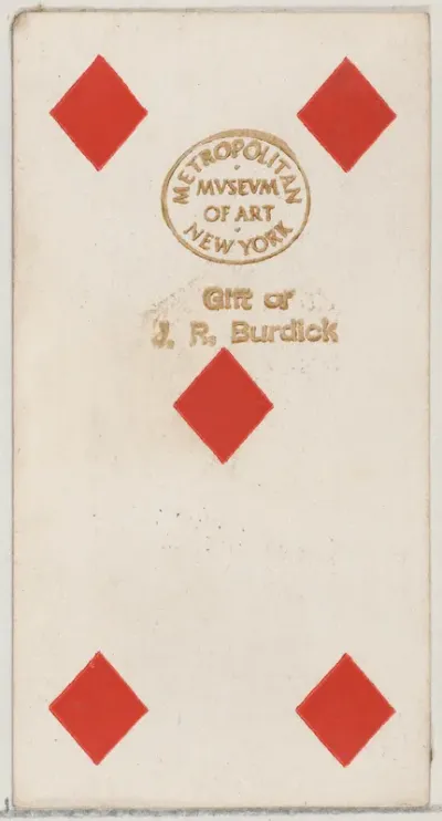 Five Diamonds, from the Playing Cards series (N84) to promote Turkish Cross-Cut Cigarettes for W. Duke, Sons and Co.