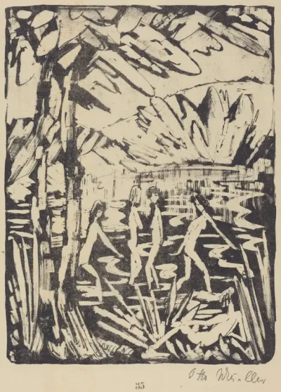 Five Girls at a Forest Pond (Funf Madchen am Waldteich)