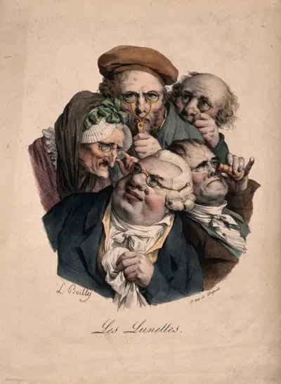 Five people looking through various types of spectacles