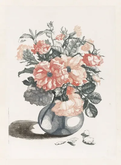 Five Prints of Flowers in Glass Vases