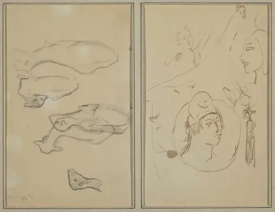Five Sheep; Four Head Studies [verso]