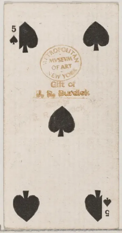 Five Spades (black), from the Playing Cards series (N84) for Duke brand cigarettes