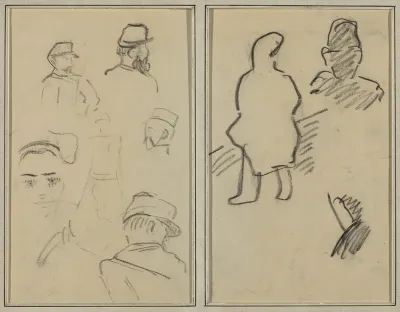 Five Studies of Soldiers and a Woman's Face; Two Figures [recto]