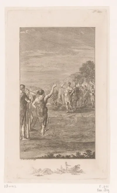 Flavus en Arminius bespotten elkaar vanaf weerszijden van de oever