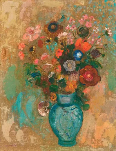 Fleurs dans un Vase bleu