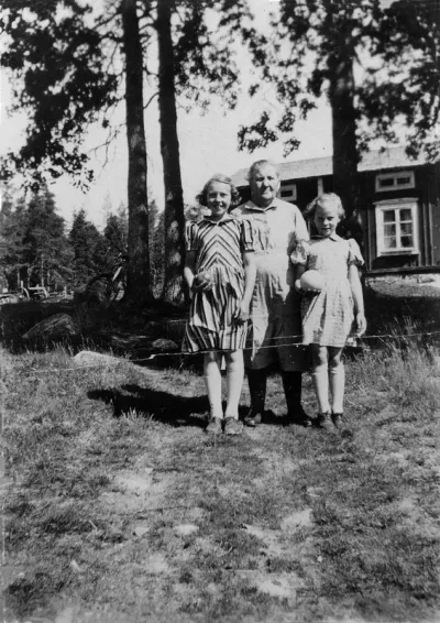 flicka, kvinna, torp, porträtt, familj