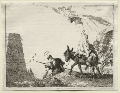 Flight into Egypt:  The Holy Family Passing near a Pyramid