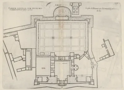Floorplan of Chateau d'Anet, from "Les plus excellents bastiments de France"