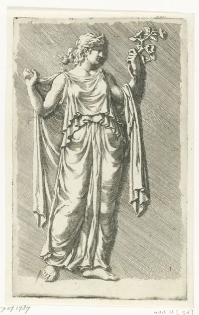 Flora met een bloesemtak in haar hand