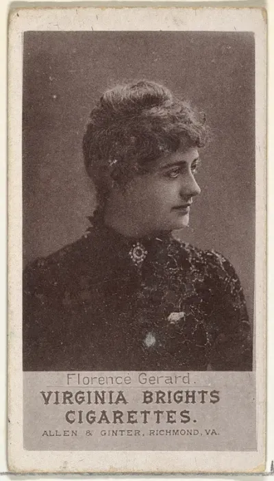 Florence Gerard, from the Actresses series (N67) promoting Virginia Brights Cigarettes for Allen & Ginter brand tobacco products
