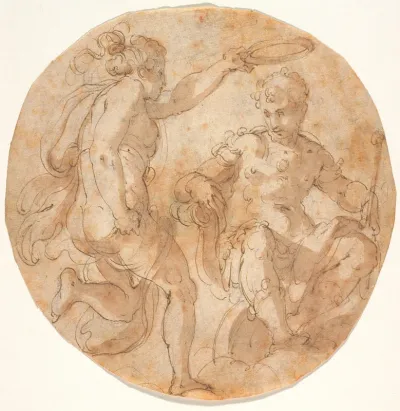 Florentia crowning Cosimo I enthroned on clouds