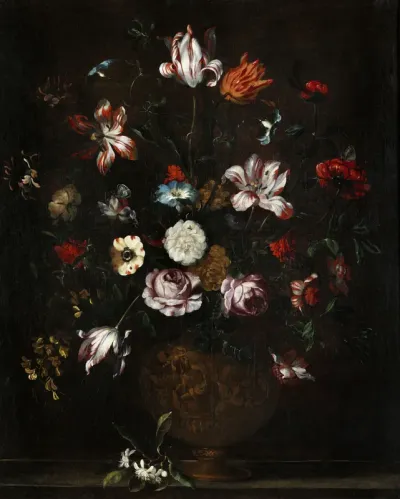 Flower still life in an urn