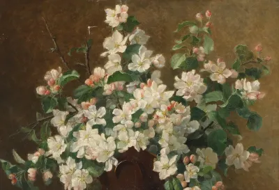 Flowering apple branches.