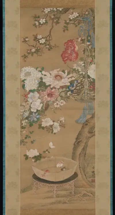 Flowers and Goldfish