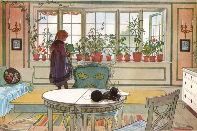 Flowers on the Windowsill. From A Home (26 watercolours)