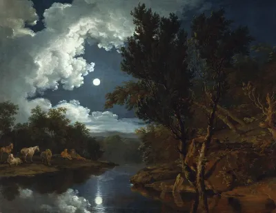 Flußlandschaft im Mondlicht