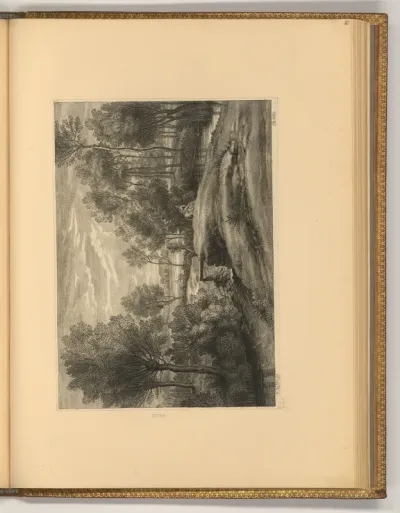 Flusslandschaft mit kleiner Brücke