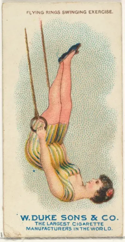 Flying Rings Swinging Exercise, from the Gymnastic Exercises series (N77) for Duke brand cigarettes