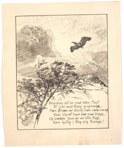Flyvende ørn over bjergtinde