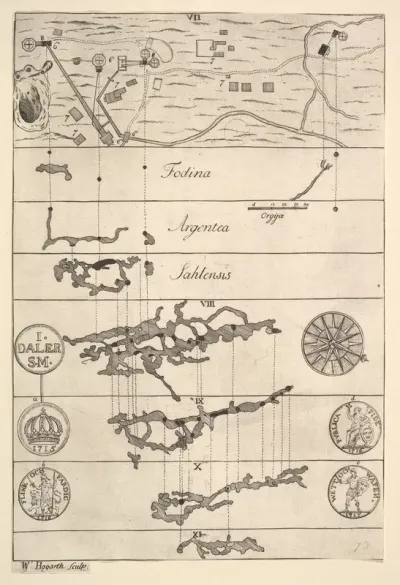 Fodina argentea Sahlensis – A Silver Mine at Sala - II (Aubry de La Mottraye's "Travels throughout Europe, Asia and into Part of Africa...," London, 1724, vol. II, pl. 33, no. 2)