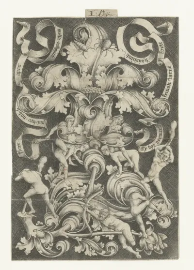 Foliage Scrolls with a Flower, Wild Men and Women, and Insects