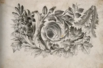 Foliated decoration for a frontispiece to Lavater's 'Essays on physiognomy'