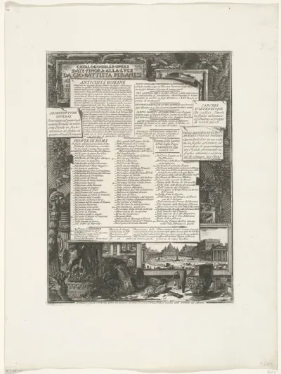 Fondslijst van Giovanni Battista Piranesi