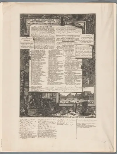 Fondslijst van Giovanni Battista Piranesi
