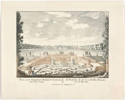 Fontein bij de grote vijver in de tuinen van Paleis Het Loo
