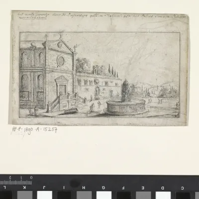 Fontein en kerk in Italië