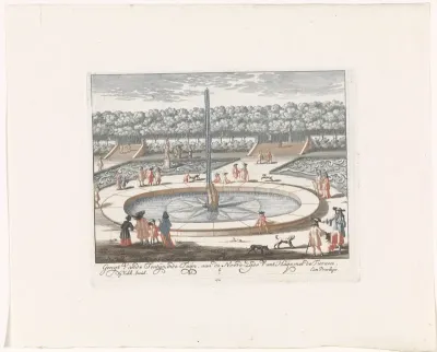 Fontein en terassen aan de noordzijde van Paleis Soestdijk