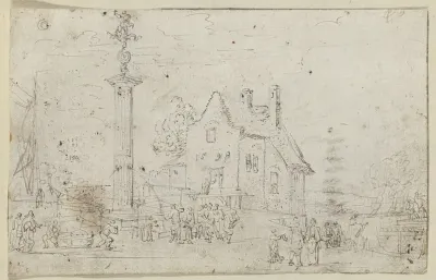 Fontein in de vorm van een zuil voor een huis