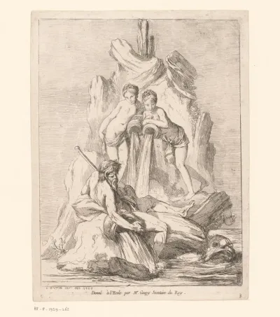 Fontein met twee nimfen en een riviergod
