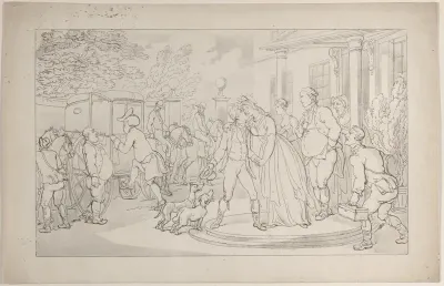 Foreign Tour: Setting Forth on His Continental Travels, The Parting from Home, from "The Dance of Life"