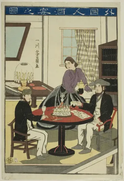 Foreigners Drinking Wine (Gaikokujin shuen no zu)