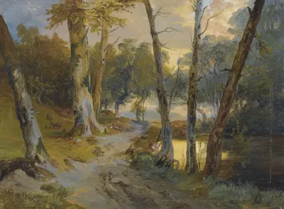 Forest interior with pond