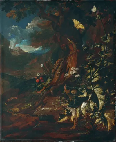 Forest landscape with reptiles and insects (1)