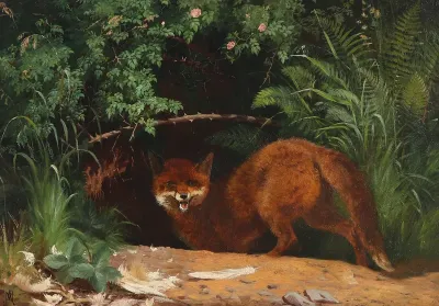 Forest scenery with a fox