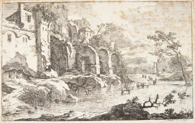 Forfaldne huse ved en flodseng