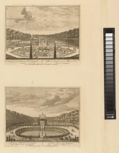 Formele tuinen bij Kasteel Heemstede / Grote vijver bij Kasteel Heemstede / Grot vanuit de galerij gezien / Grot in de tuin van Kasteel Heemstede