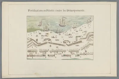 Fortificaties tegen een landing aan de kust, ca. 1799
