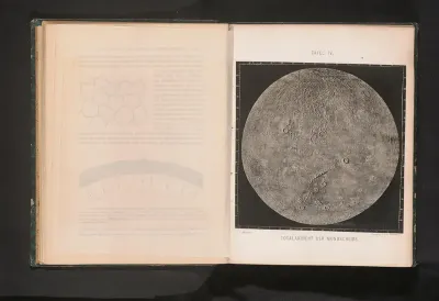 Fotografische kaart van de maan met schaalverdeling