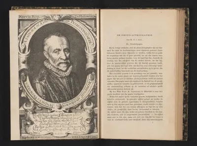 Fotoreproductie van een gegraveerd portret van Petrus van der Meer