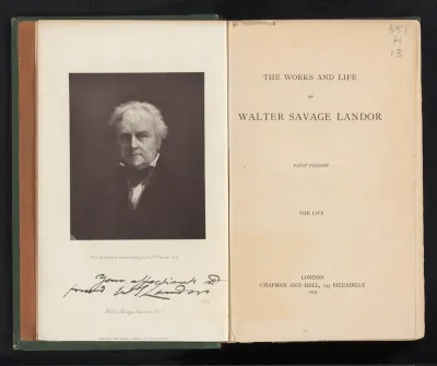 Fotoreproductie van een geschilderd portret van Walter Savage Landor door William Boxall