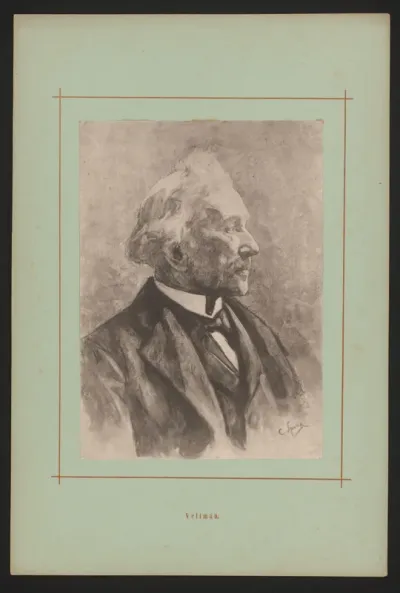 Fotoreproductie van een getekend portret van Louis Jacques Veltman door C. Spook