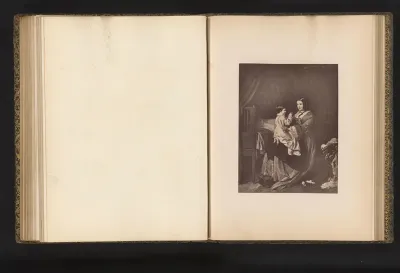 Fotoreproductie van een gravure naar het schilderij Prayer door James Sant