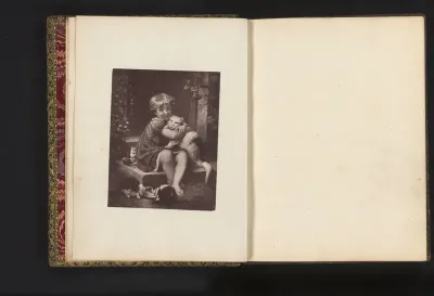 Fotoreproductie van een gravure naar het schilderij The kittens door Franz Meyerheim
