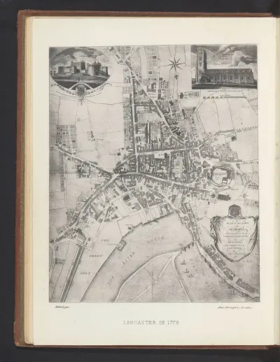 Fotoreproductie van een kaart van Lancaster in 1778