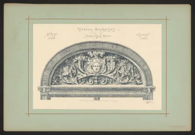 Fotoreproductie van een ornamenttekening van een vensterbekroning door Hendrik Johannes Jesse